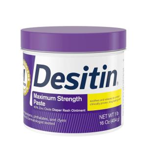 imageDesitin Maximum Strength Baby Diaper Rash Cream with 40 Zinc Oxide for Treatment Relief ampamp Prevention Hypoallergenic Phthalate ampamp ParabenFree Paste 16 oz Pack of 21 Pound Pack of 1