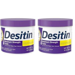 imageDesitin Maximum Strength Baby Diaper Rash Cream with 40 Zinc Oxide for Treatment Relief ampamp Prevention Hypoallergenic Phthalate ampamp ParabenFree Paste 16 oz Pack of 21 Pound Pack of 2