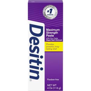 imageDesitin Maximum Strength Baby Diaper Rash Cream with 40 Zinc Oxide for Treatment Relief ampamp Prevention Hypoallergenic Phthalate ampamp ParabenFree Paste Travel Size 2 oz Pack of 64 Ounce Pack of 1